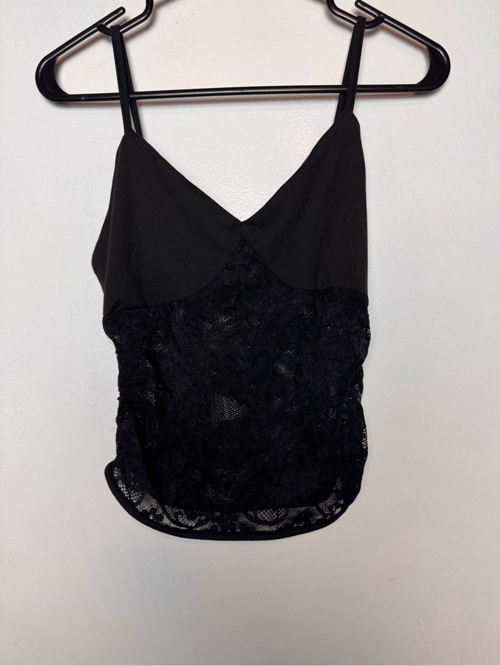 Brand new black lace top with ruched detail on side size-M